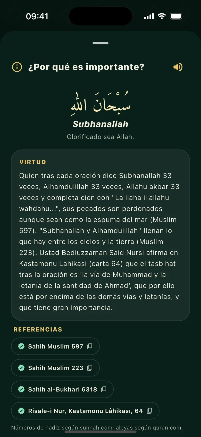 Por qué es importante: nota de virtud con referencias de hadices verificadas